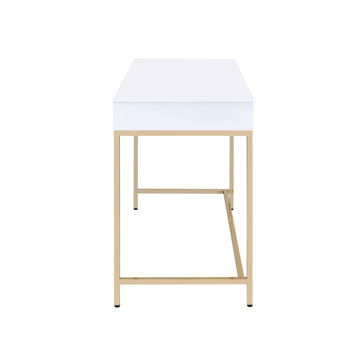 White High Gloss & Gold Acme Furniture Ottey Desk 